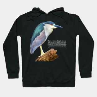 Black-crowned night heron tropical bird white text Hoodie